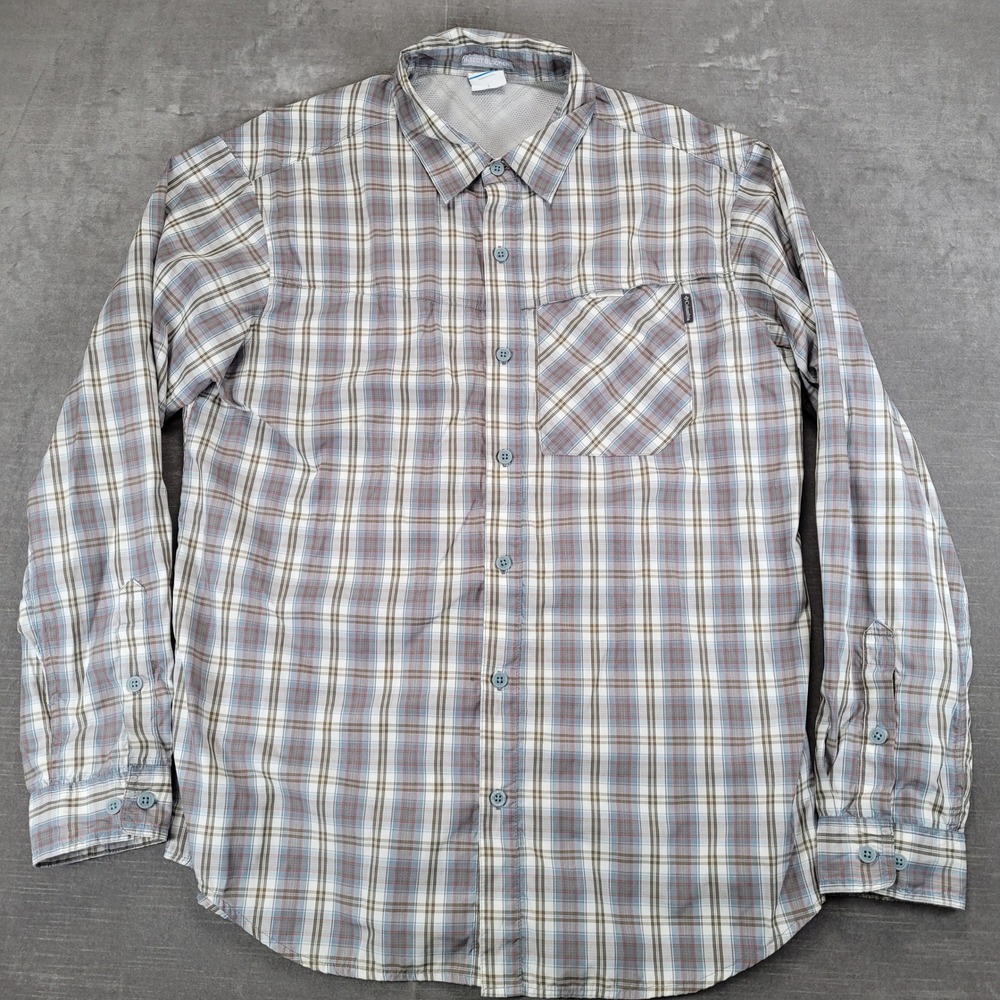 Columbia Mens Long Sleeve‎ Plaid Insect Blocker Button Up Shirt Size L
